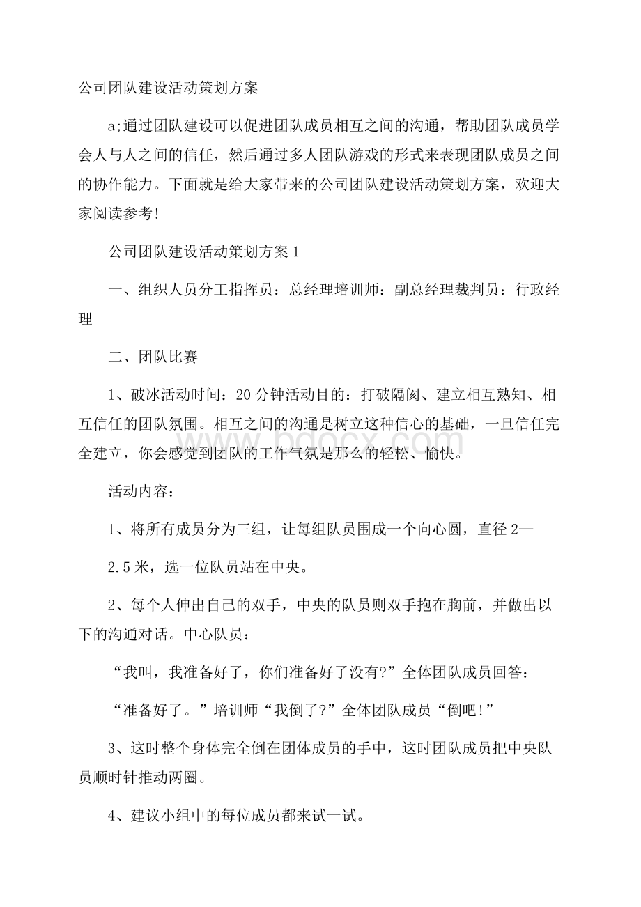 公司团队建设活动策划方案.docx