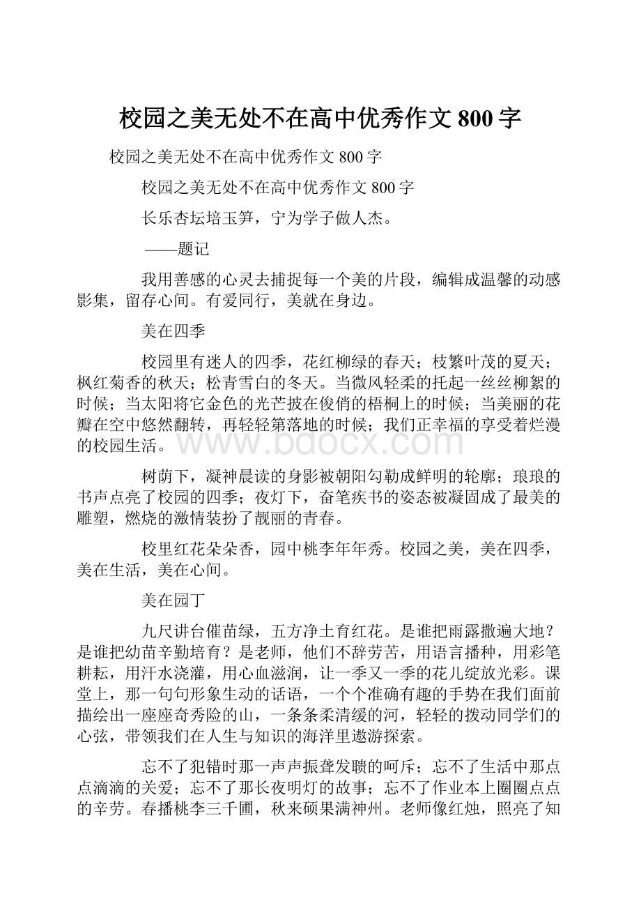 校园之美无处不在高中优秀作文800字.docx_第1页