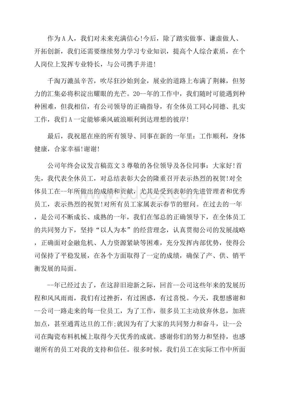 公司年终会议发言稿范文.docx_第3页