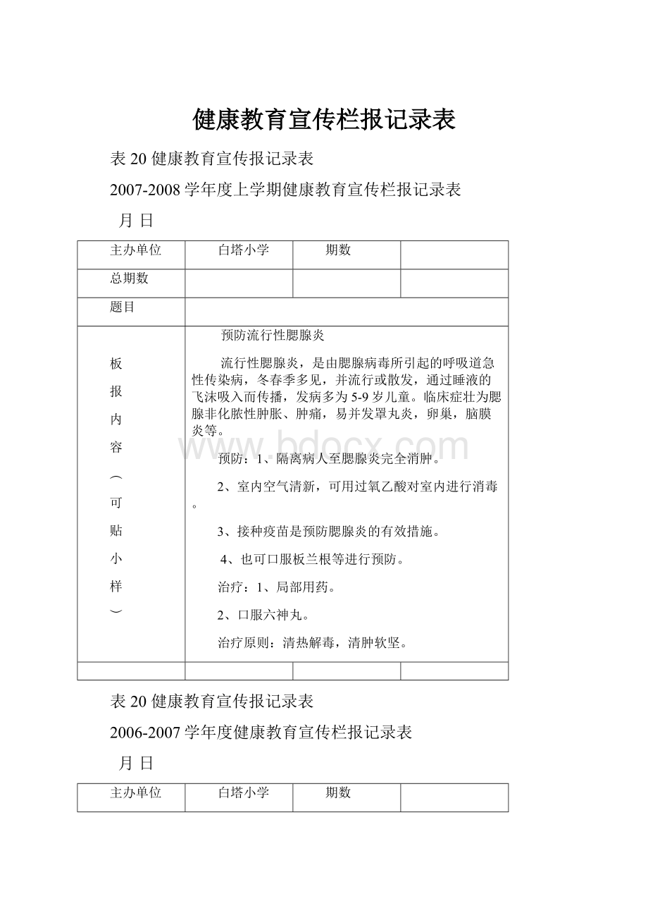 健康教育宣传栏报记录表.docx