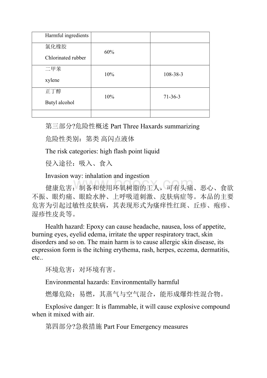 氯化橡胶漆化学品安全技术说明书中英revised.docx_第2页