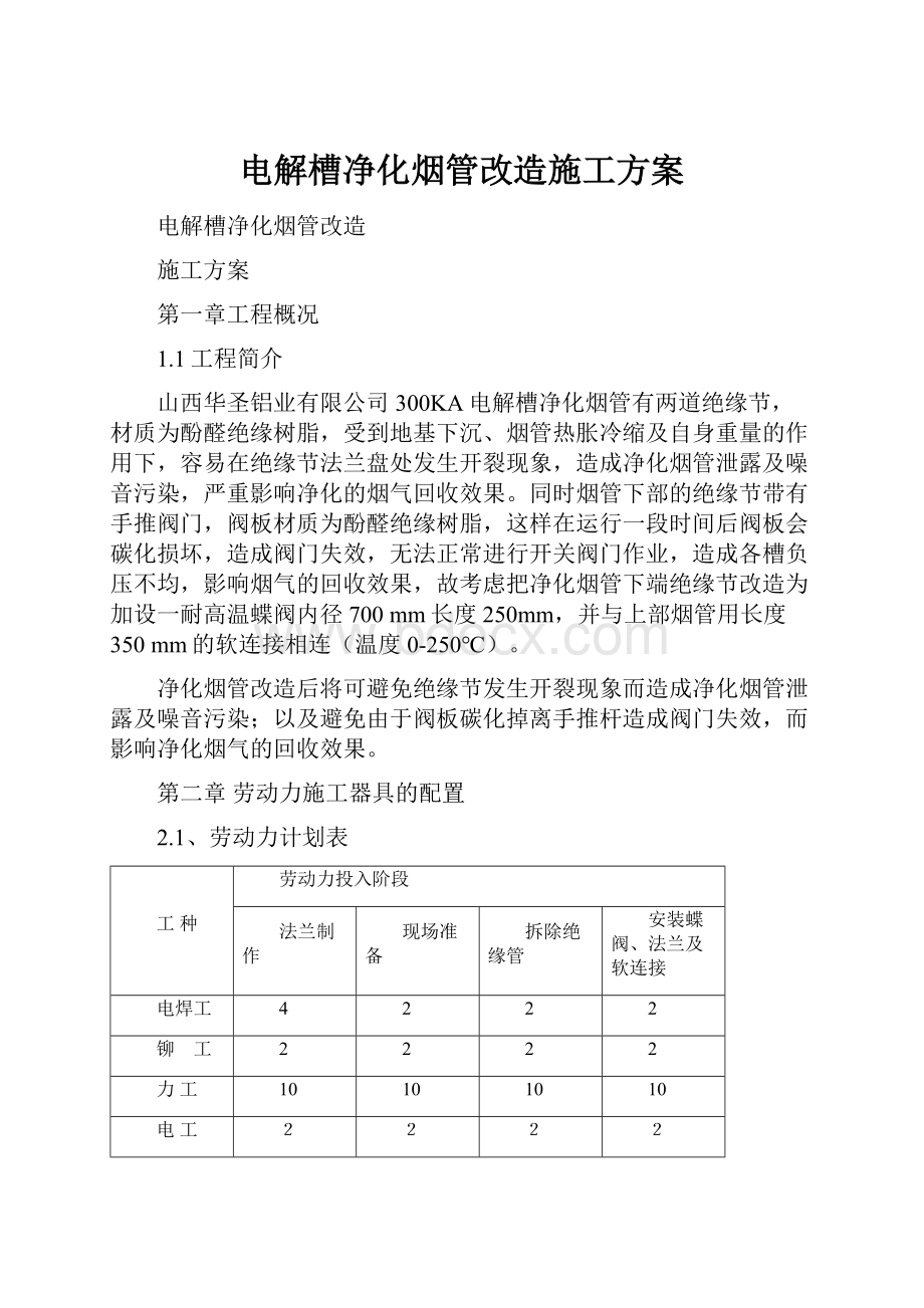 电解槽净化烟管改造施工方案.docx_第1页