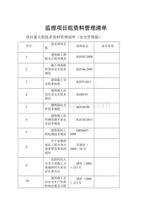 监理项目组资料管理清单.docx