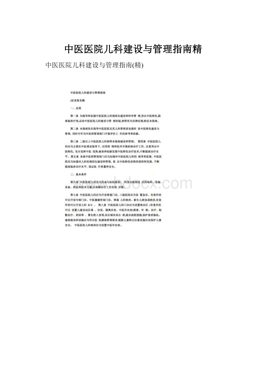 中医医院儿科建设与管理指南精.docx