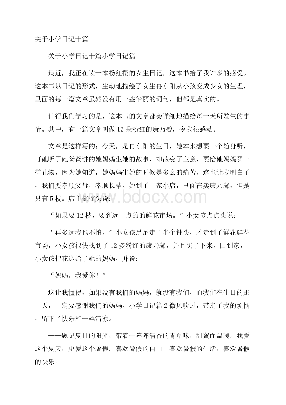 关于小学日记十篇.docx_第1页