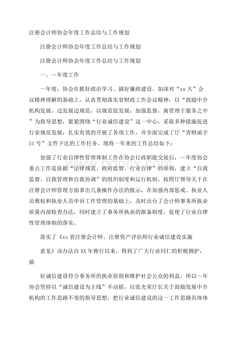 注册会计师协会年度工作总结与工作规划.docx