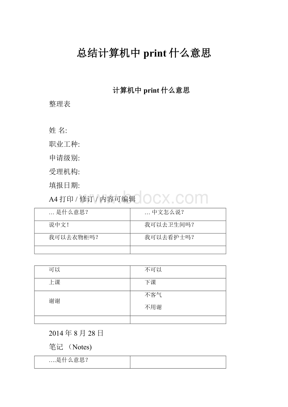 总结计算机中print什么意思.docx