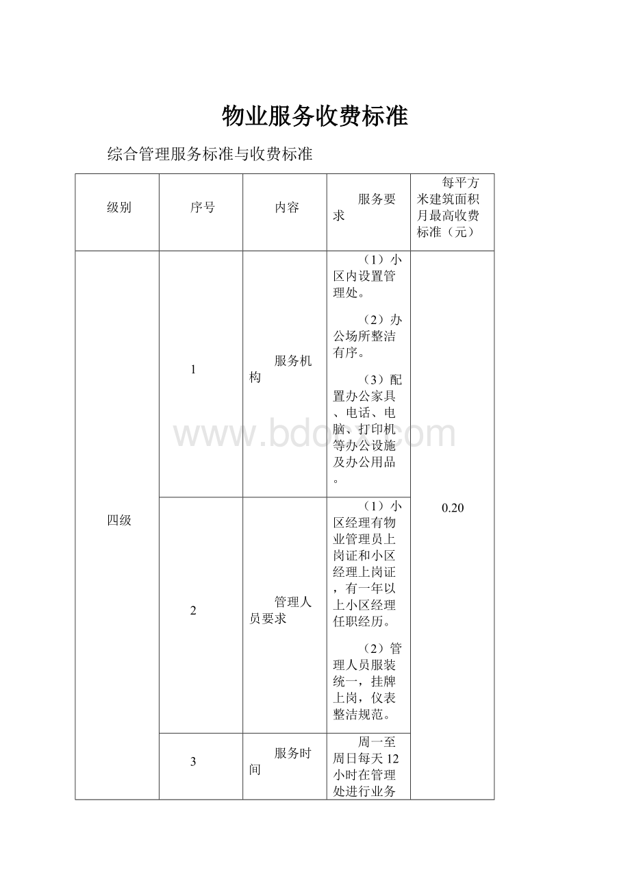 物业服务收费标准.docx_第1页