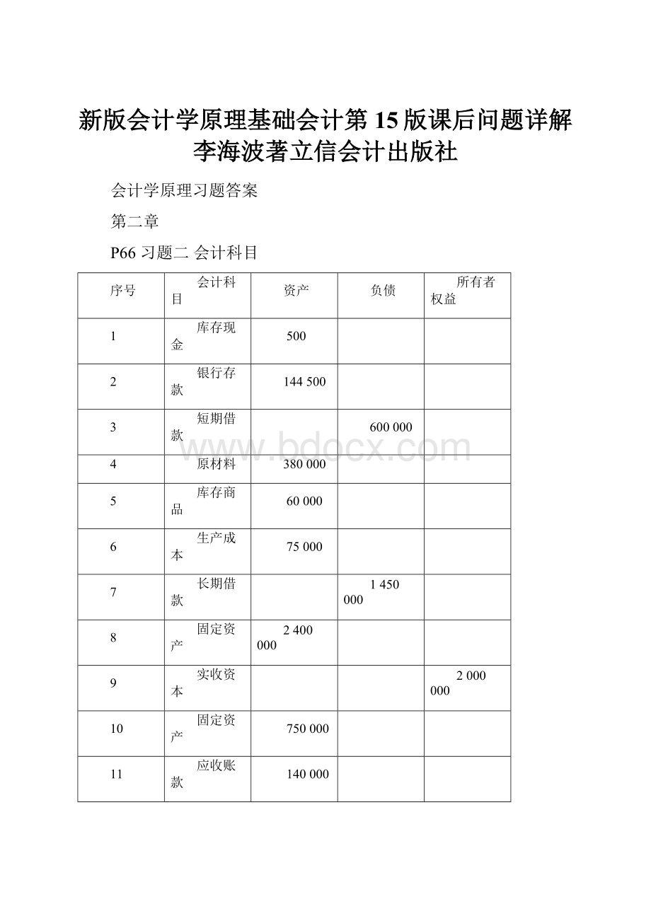 新版会计学原理基础会计第15版课后问题详解李海波著立信会计出版社.docx