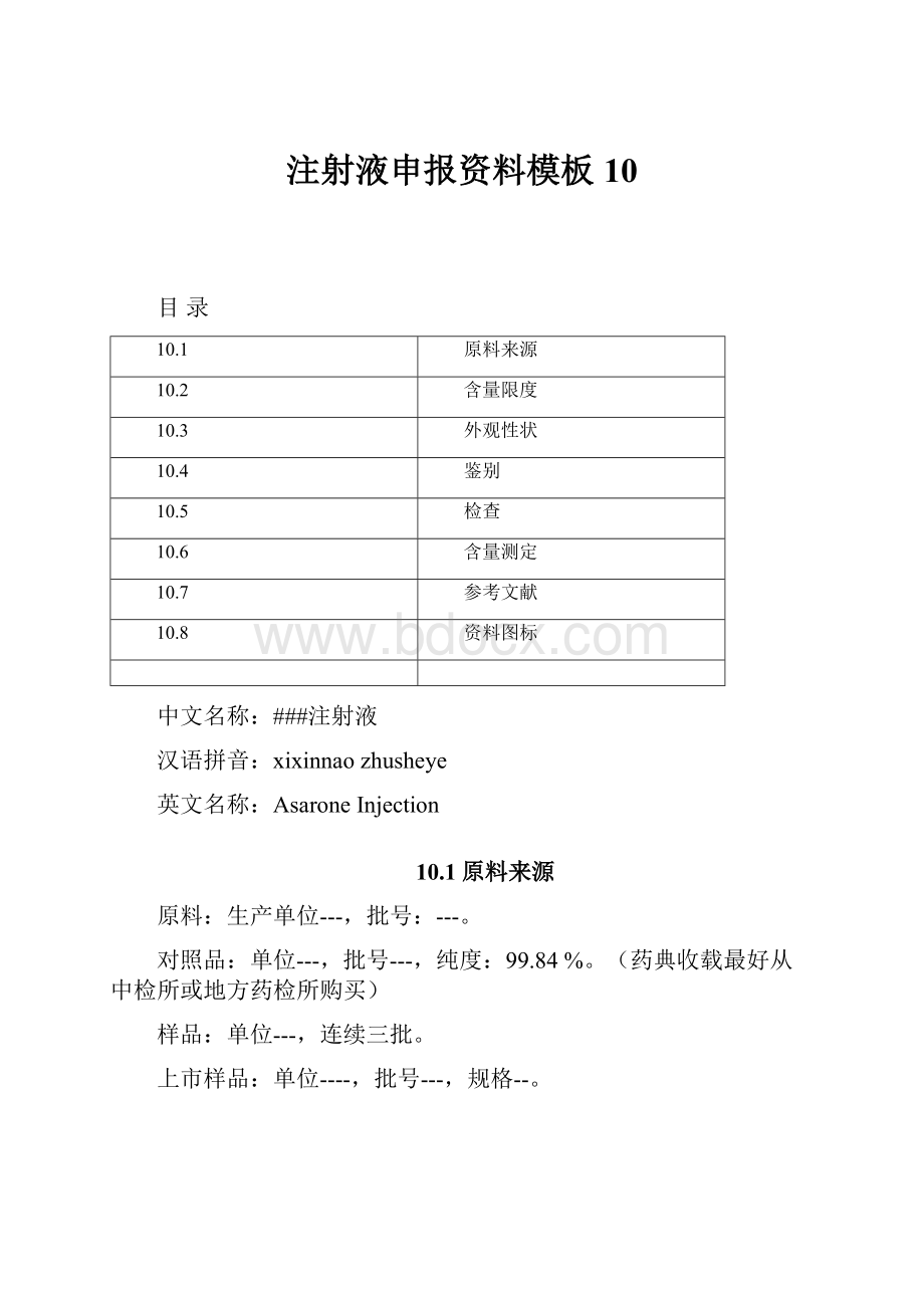 注射液申报资料模板10.docx_第1页