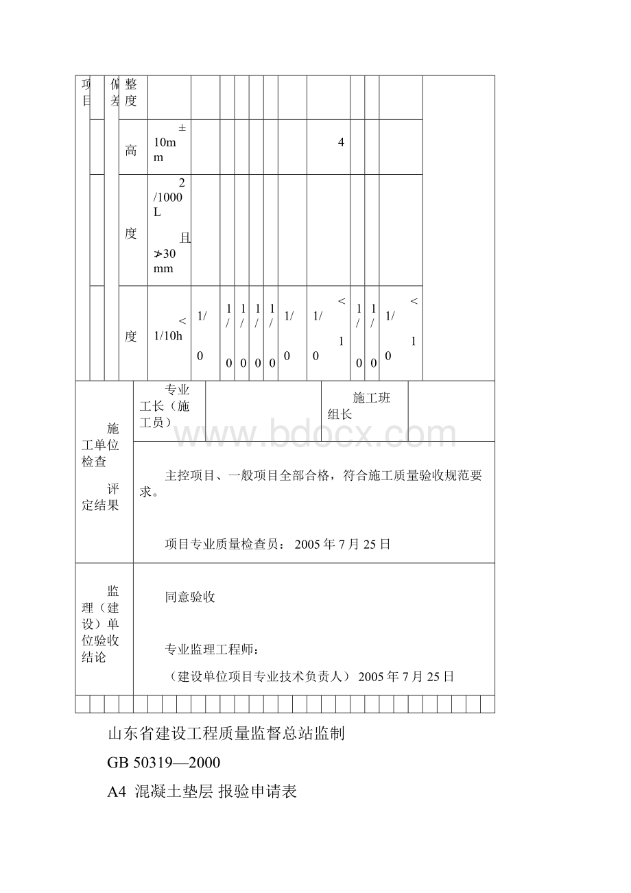 水泥混凝土垫层检验批质量验收记录表.docx_第2页