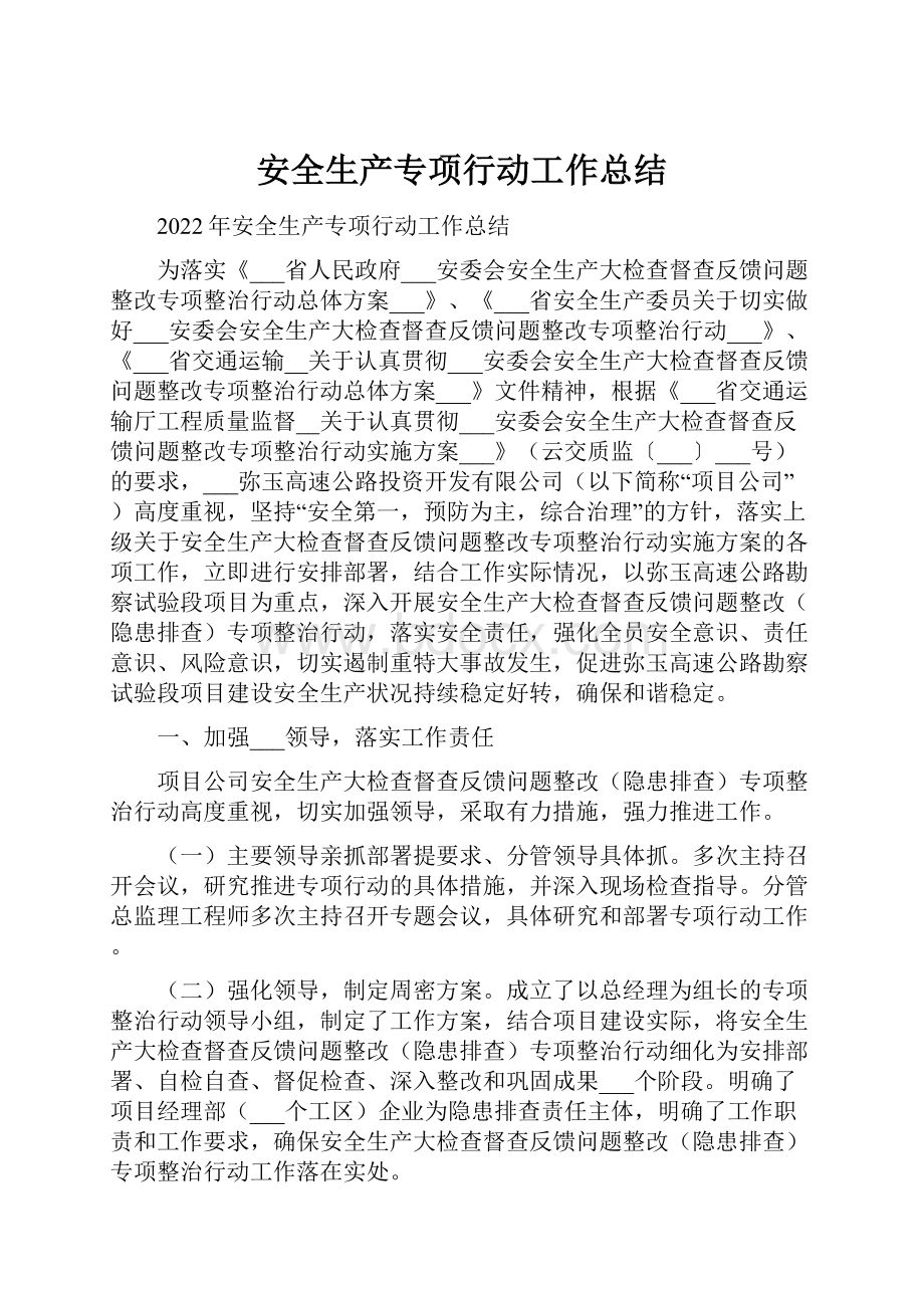 安全生产专项行动工作总结.docx_第1页