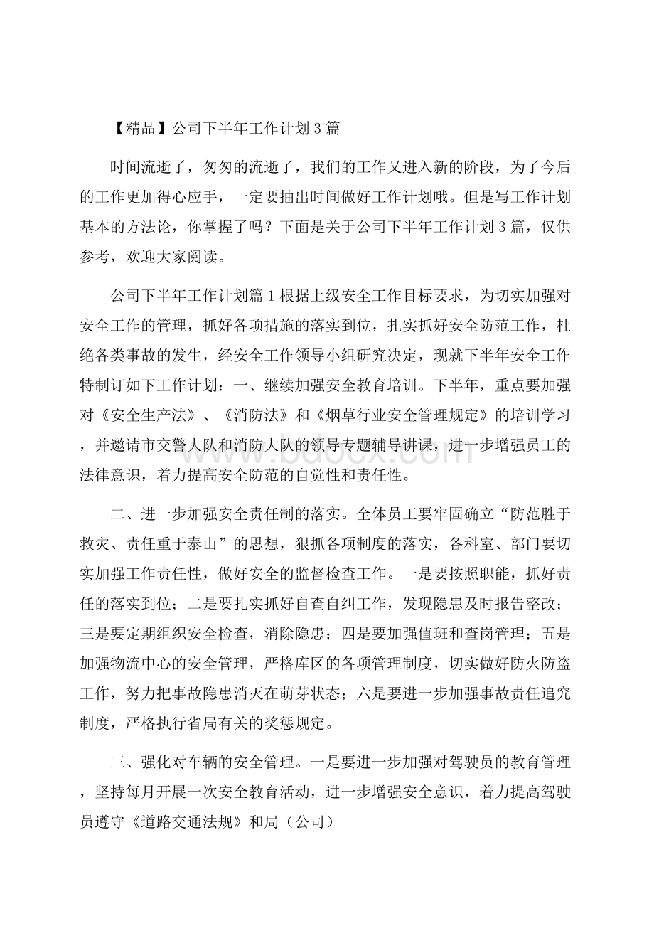 精品公司下半年工作计划3篇.docx