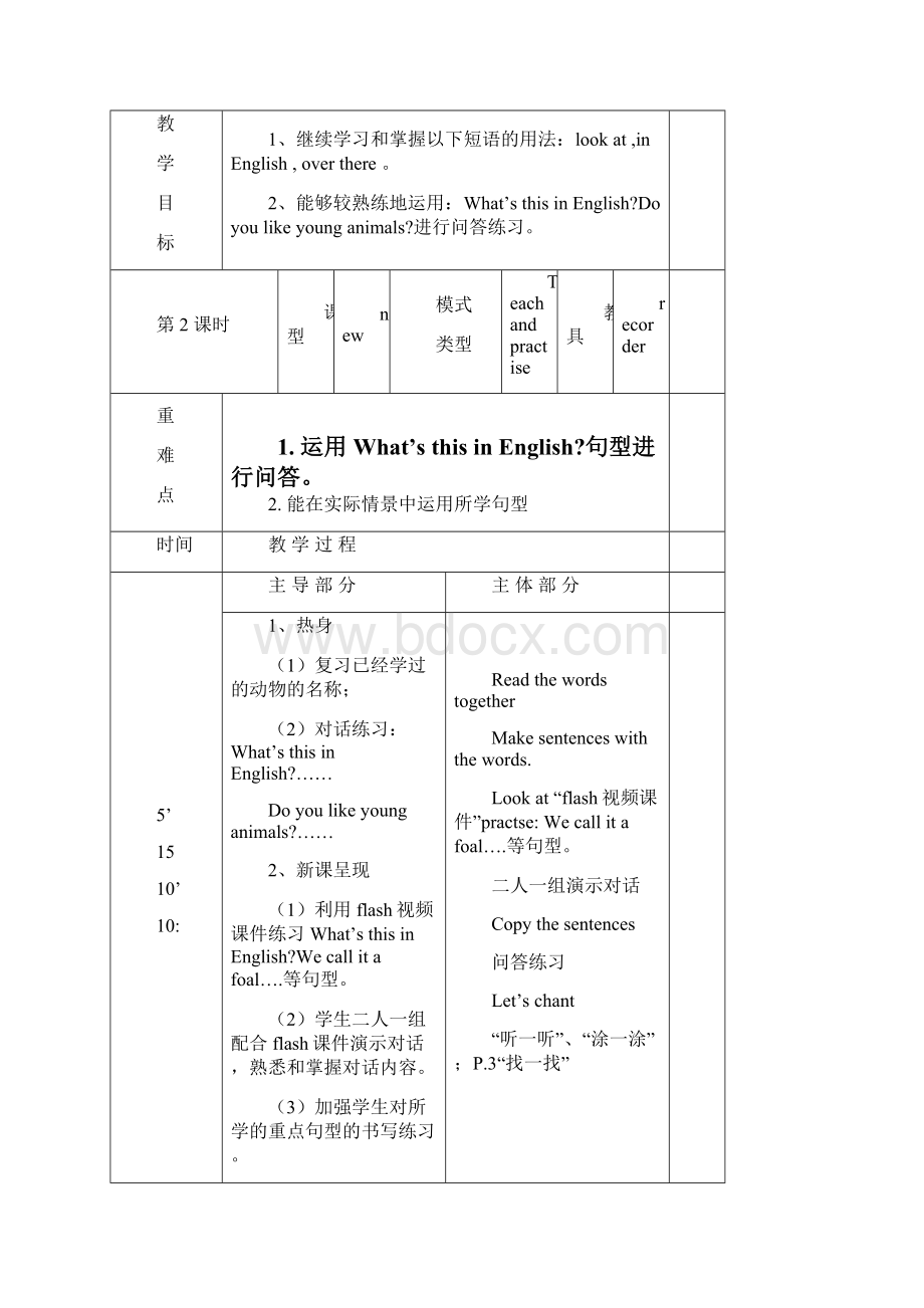 新版英语小学五年级下册全册教案.docx_第3页