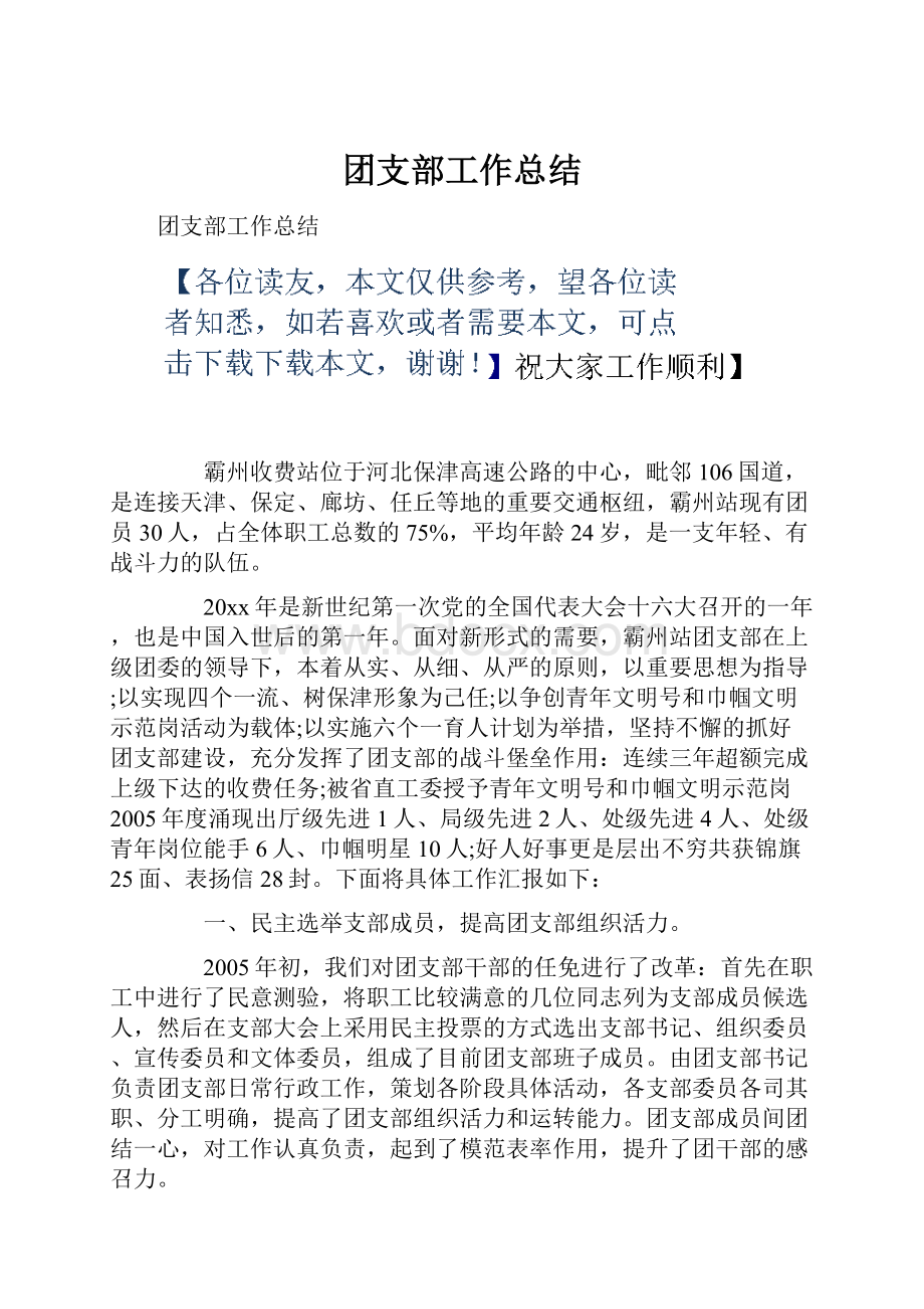 团支部工作总结.docx