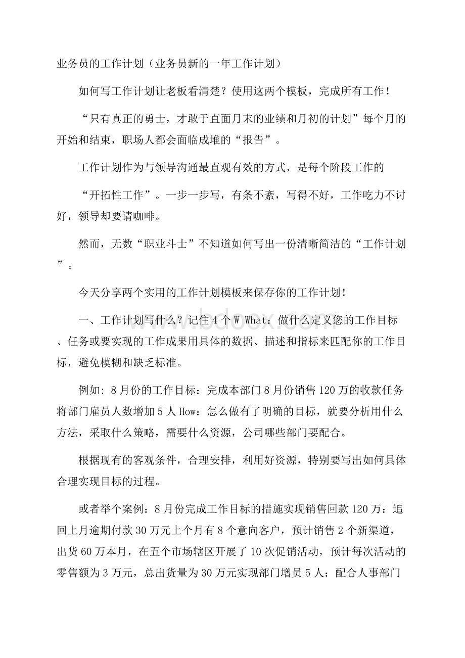 业务员的工作计划(业务员新的一年工作计划).docx_第1页