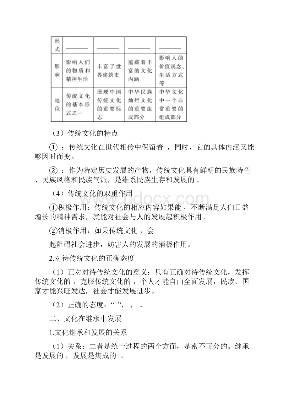 版政治一轮精品复习学案24 文化的继承性与文化发展必修31.docx_第2页