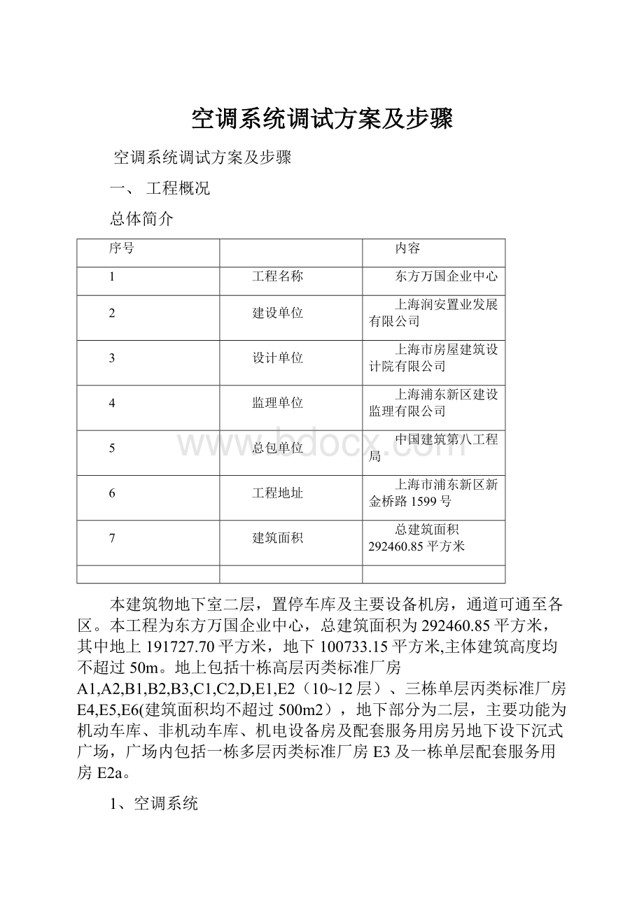 空调系统调试方案及步骤.docx