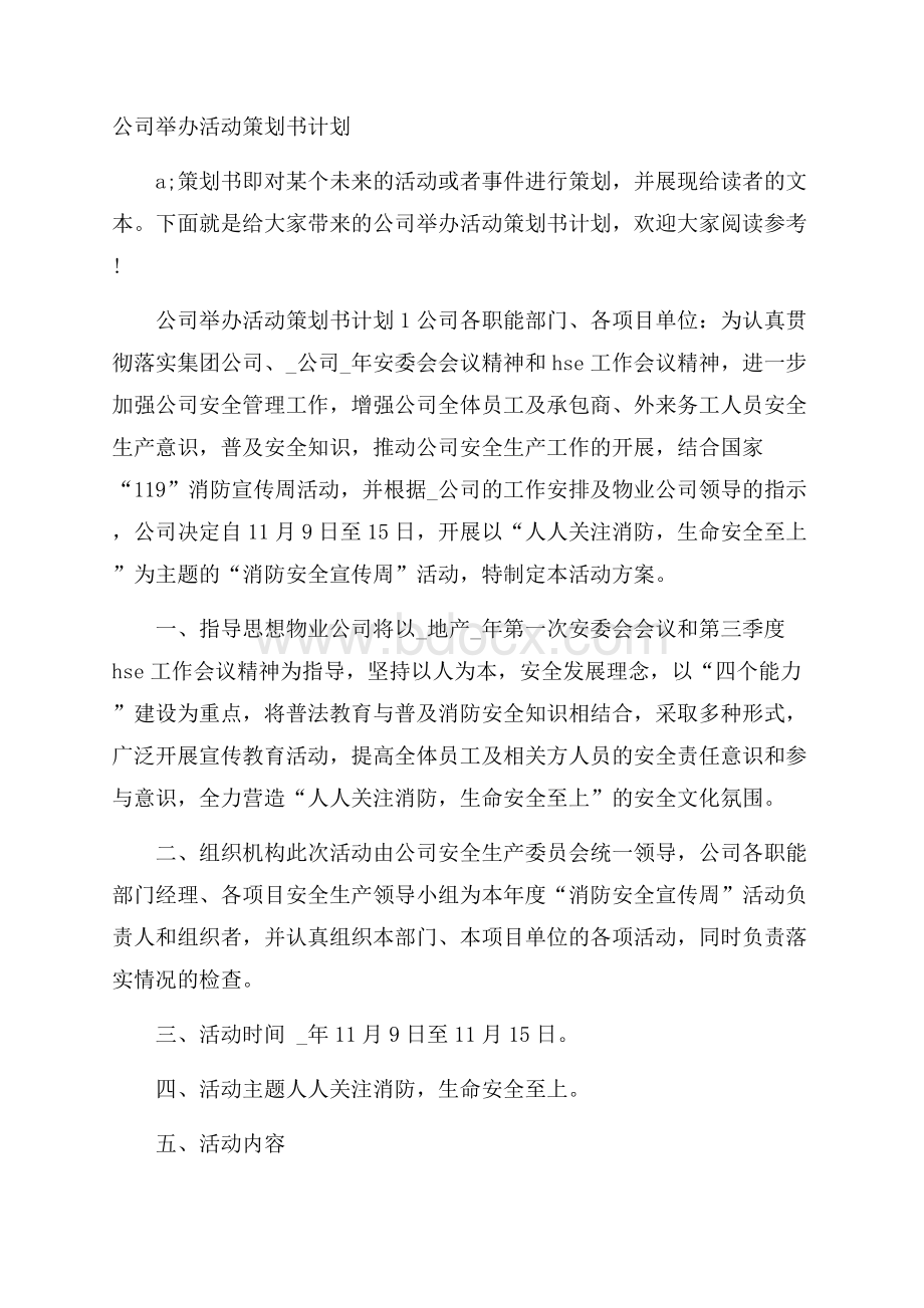 公司举办活动策划书计划.docx