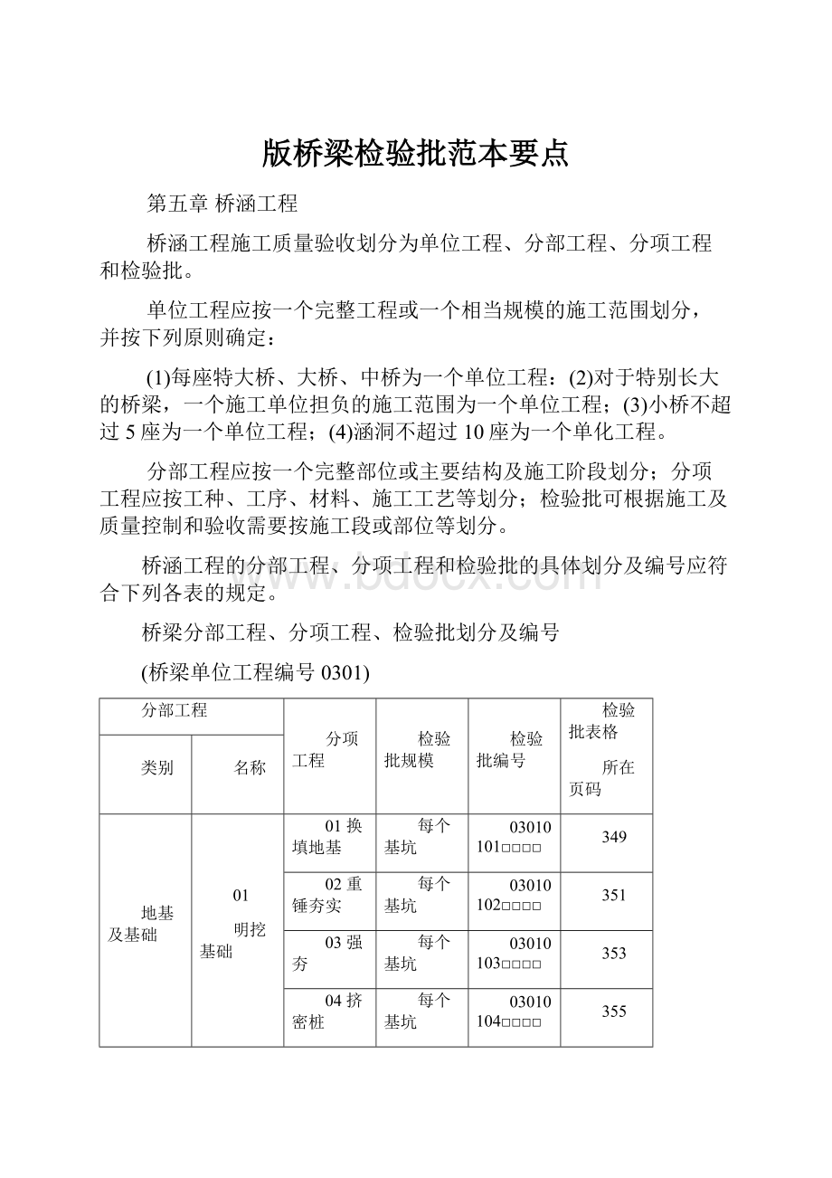 版桥梁检验批范本要点.docx