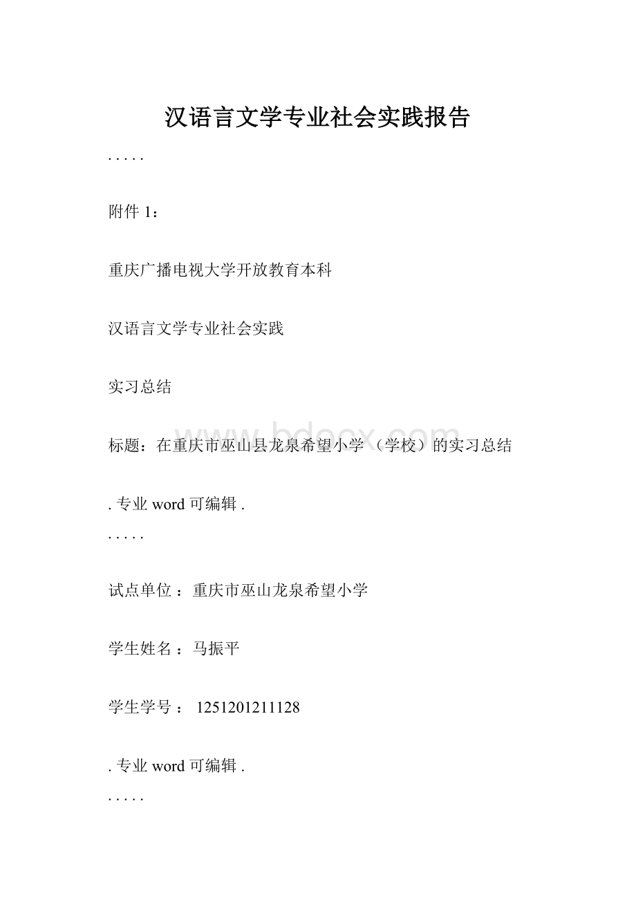 汉语言文学专业社会实践报告.docx