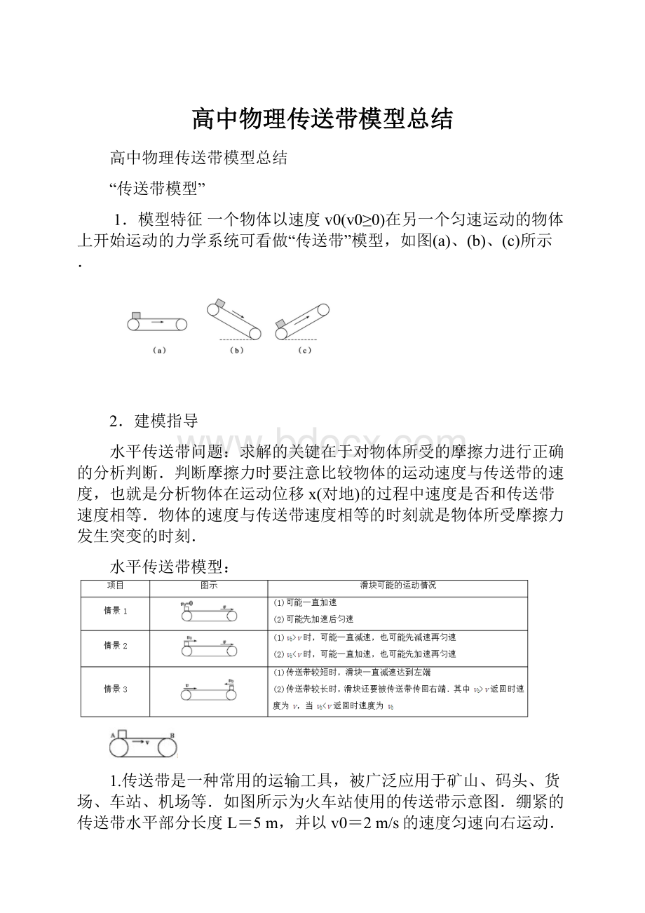 高中物理传送带模型总结.docx