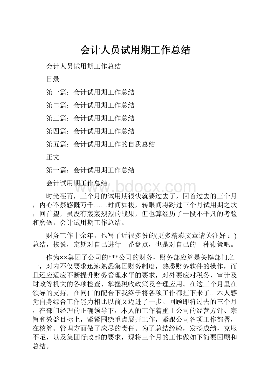 会计人员试用期工作总结.docx_第1页