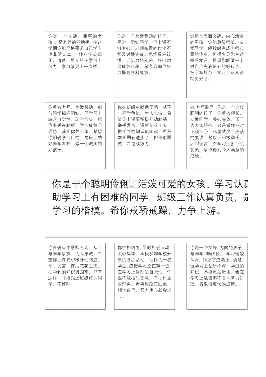 小学生学生评语已排版.docx_第3页