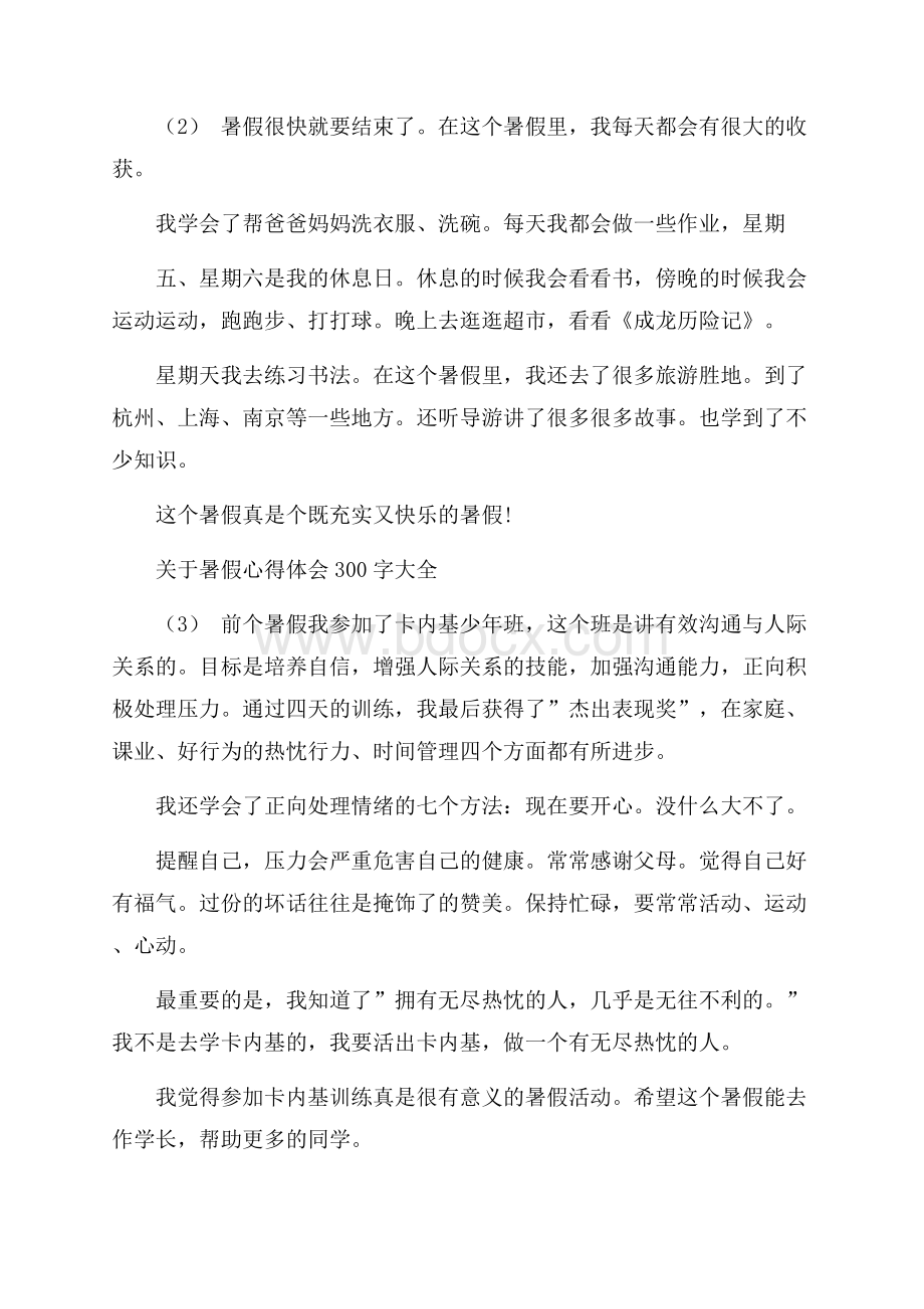 关于暑假心得体会300字大全.docx_第2页