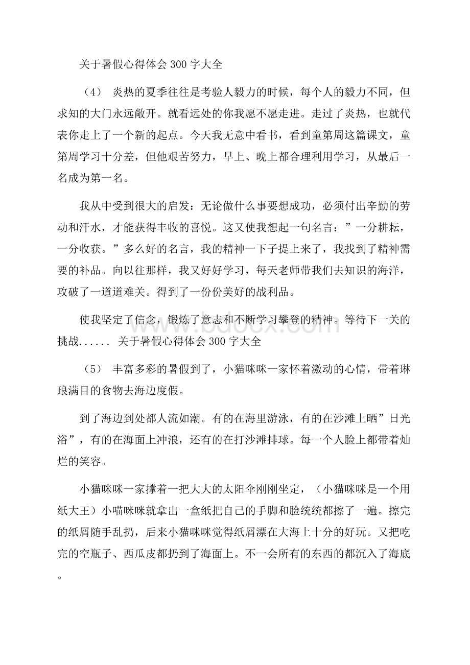 关于暑假心得体会300字大全.docx_第3页