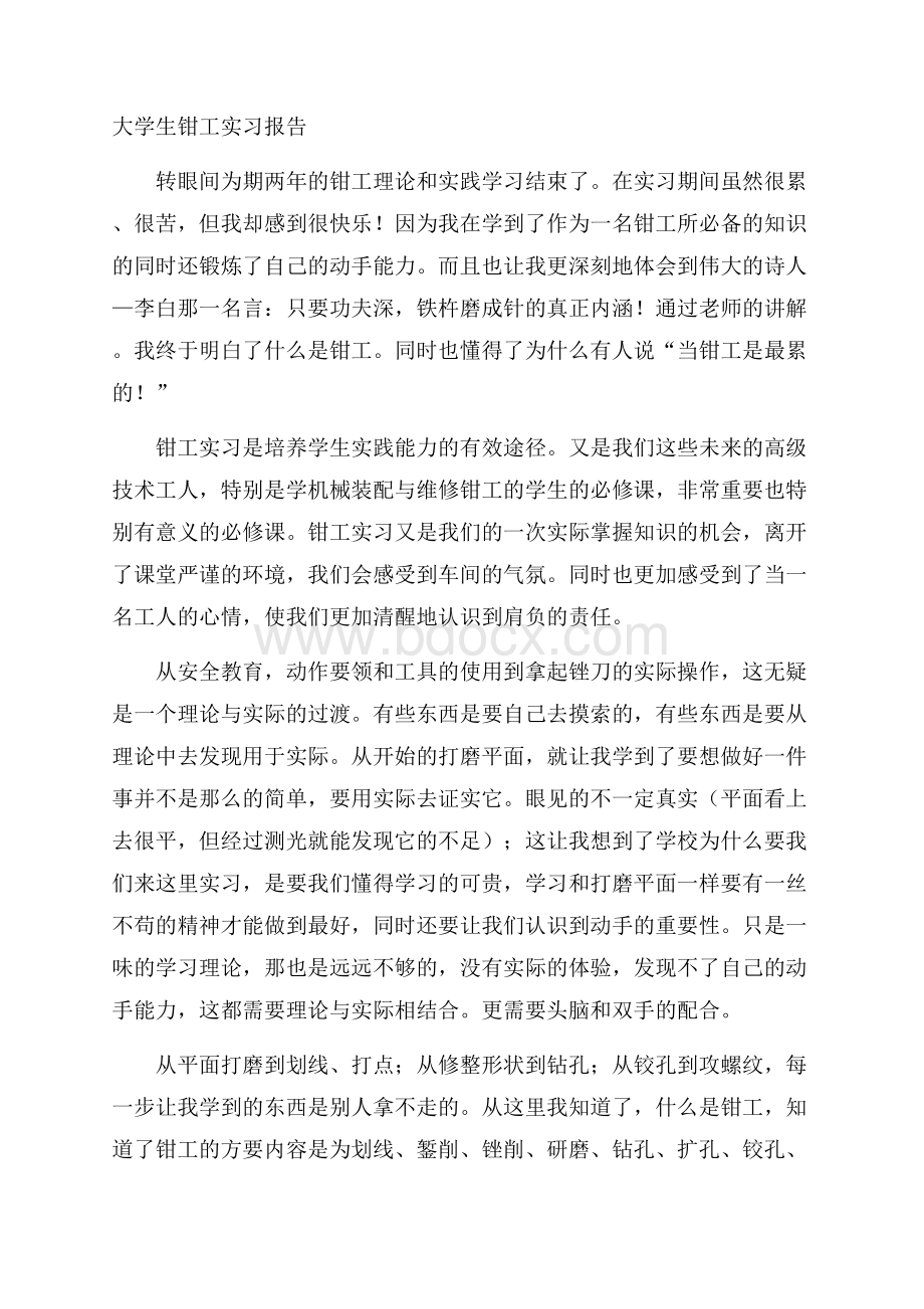 大学生钳工实习报告.docx_第1页