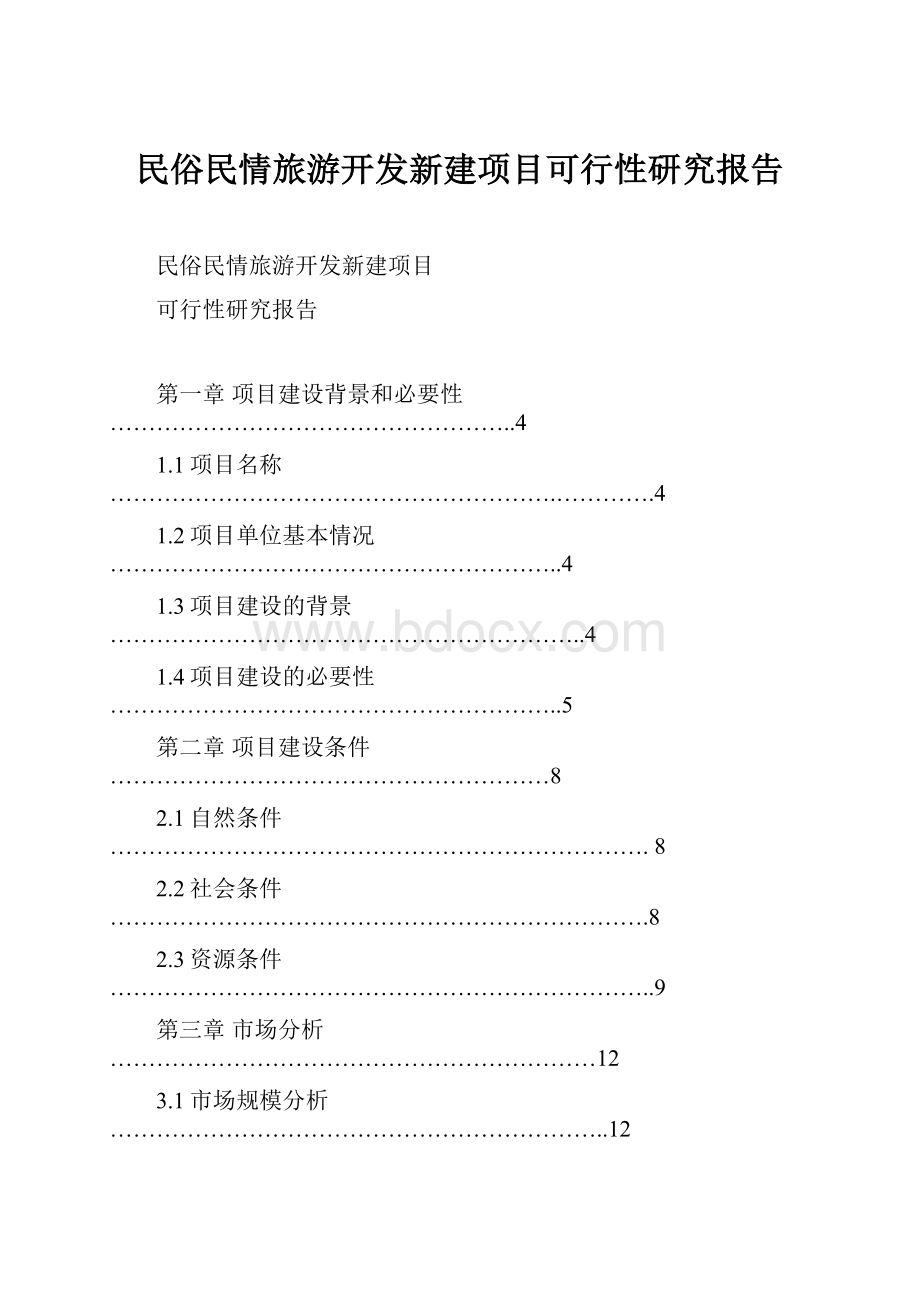 民俗民情旅游开发新建项目可行性研究报告.docx