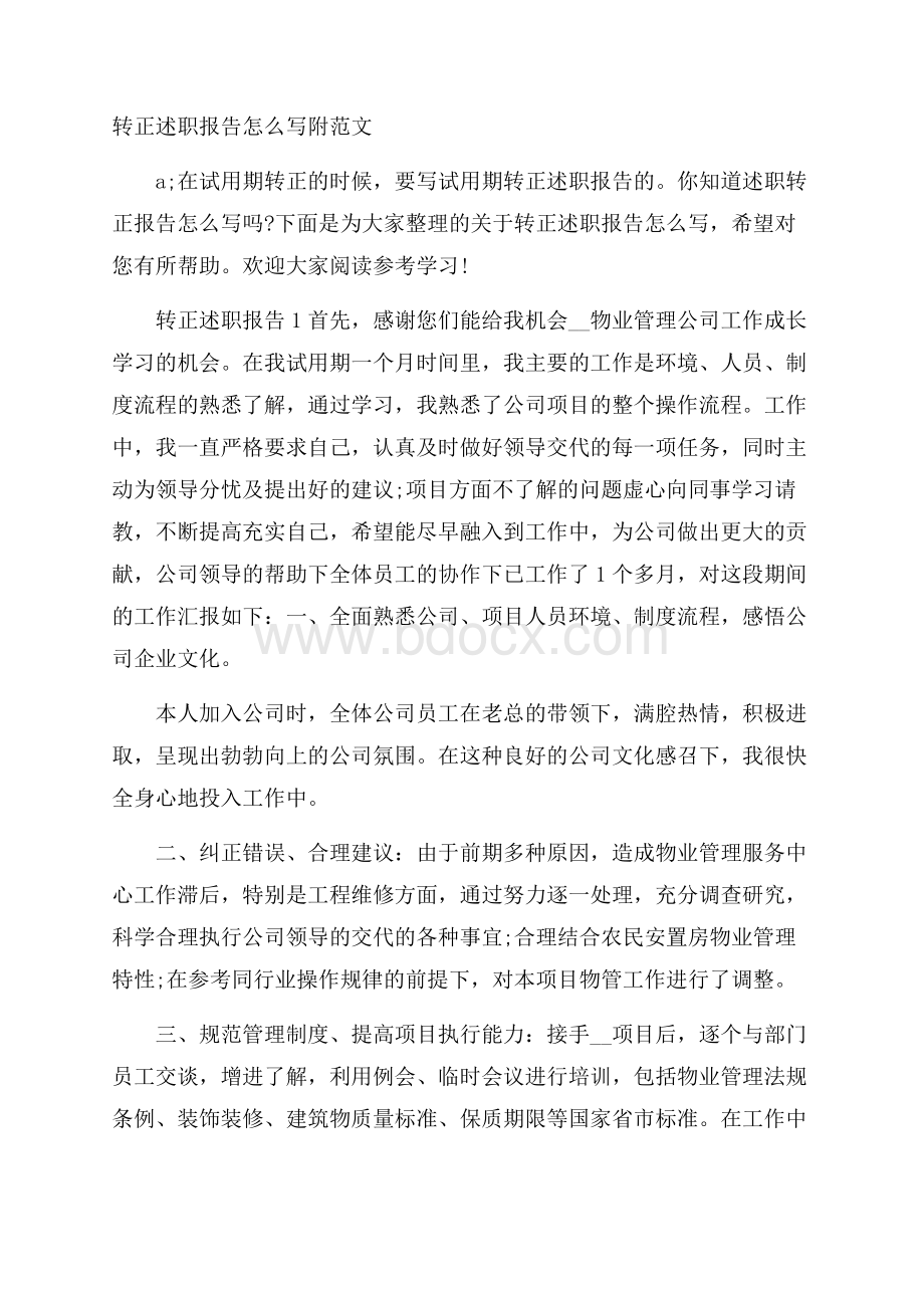 转正述职报告怎么写附范文.docx