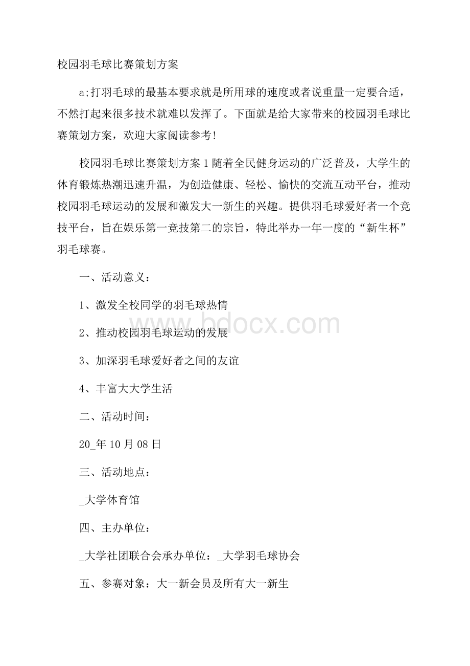 校园羽毛球比赛策划方案.docx