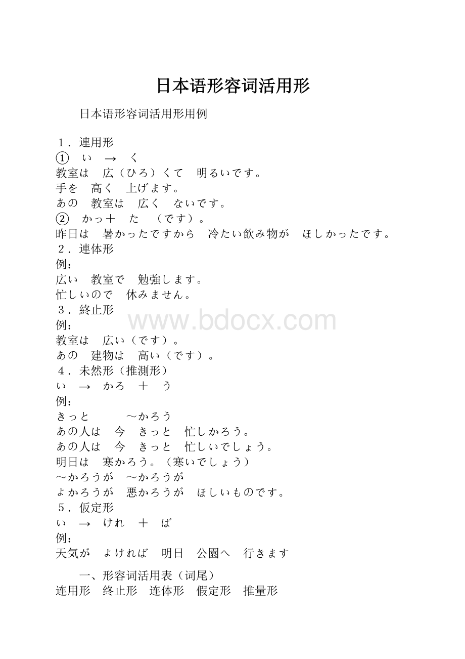 日本语形容词活用形.docx_第1页