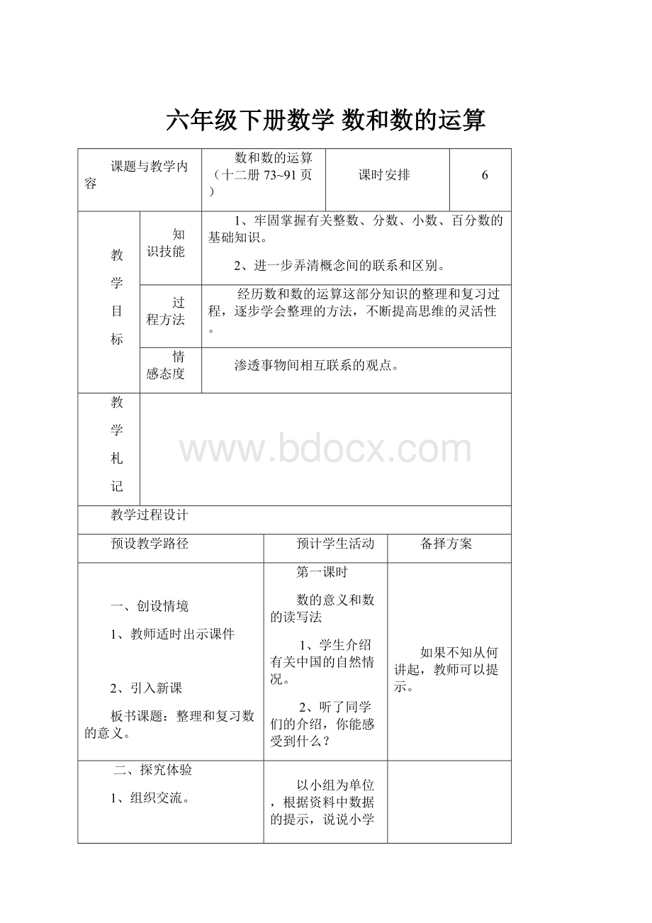 六年级下册数学 数和数的运算.docx_第1页