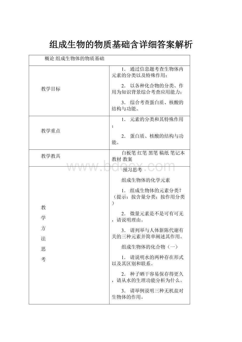 组成生物的物质基础含详细答案解析.docx_第1页