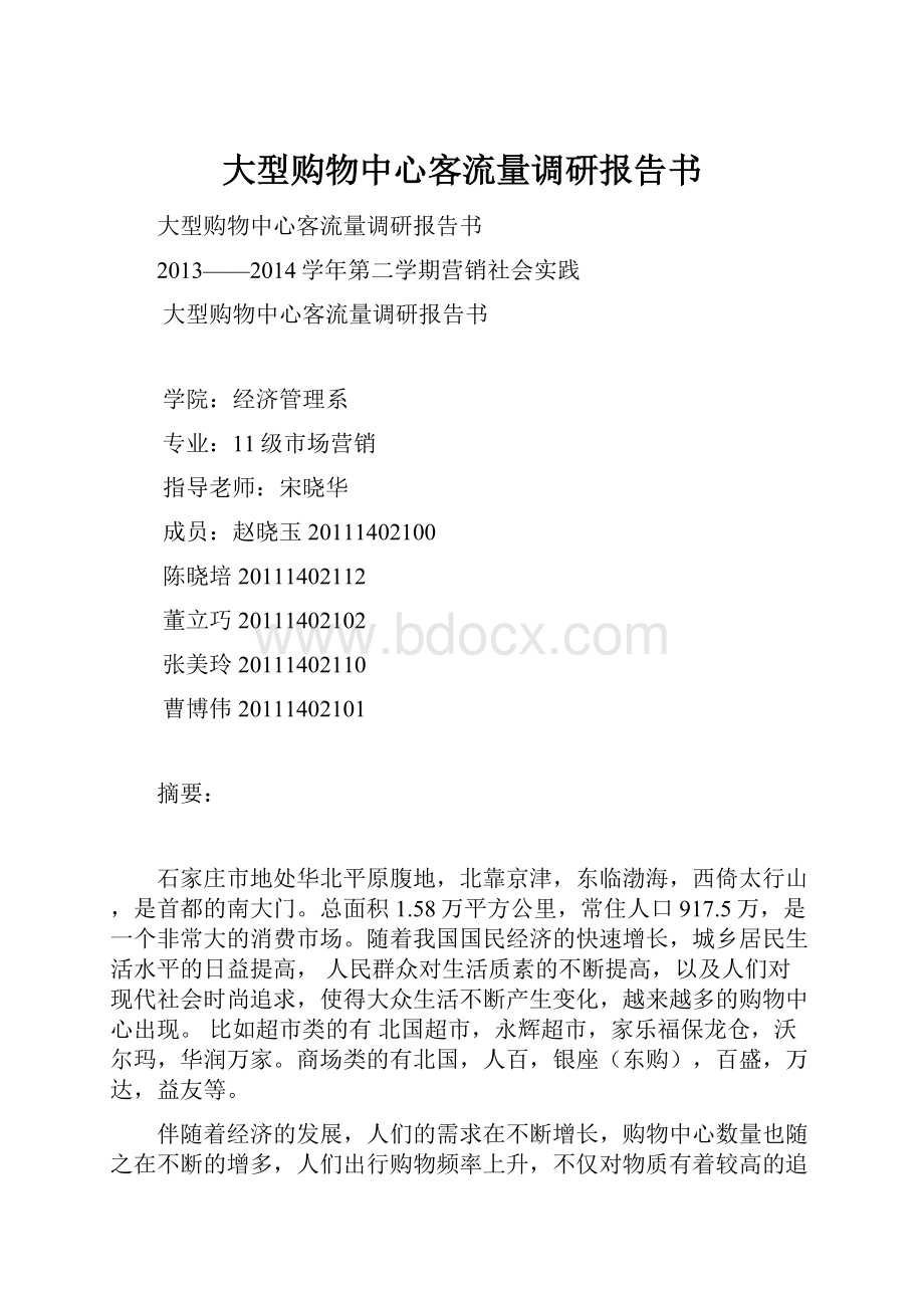 大型购物中心客流量调研报告书.docx