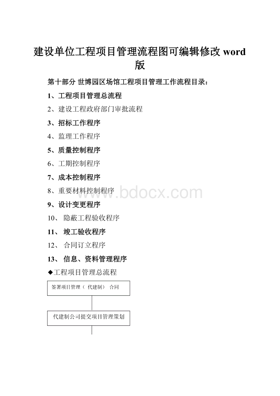 建设单位工程项目管理流程图可编辑修改word版.docx_第1页