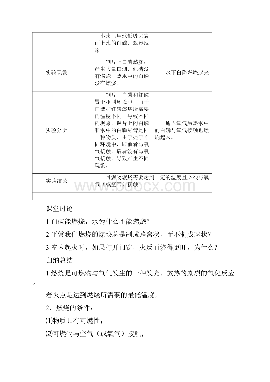 初三上册化学 燃烧和灭火精品教案与教学反思.docx_第3页