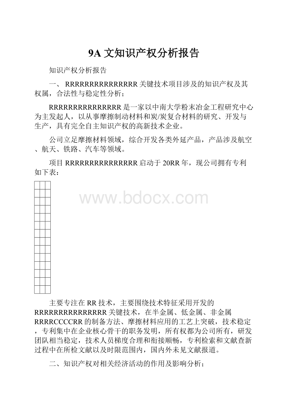9A文知识产权分析报告.docx