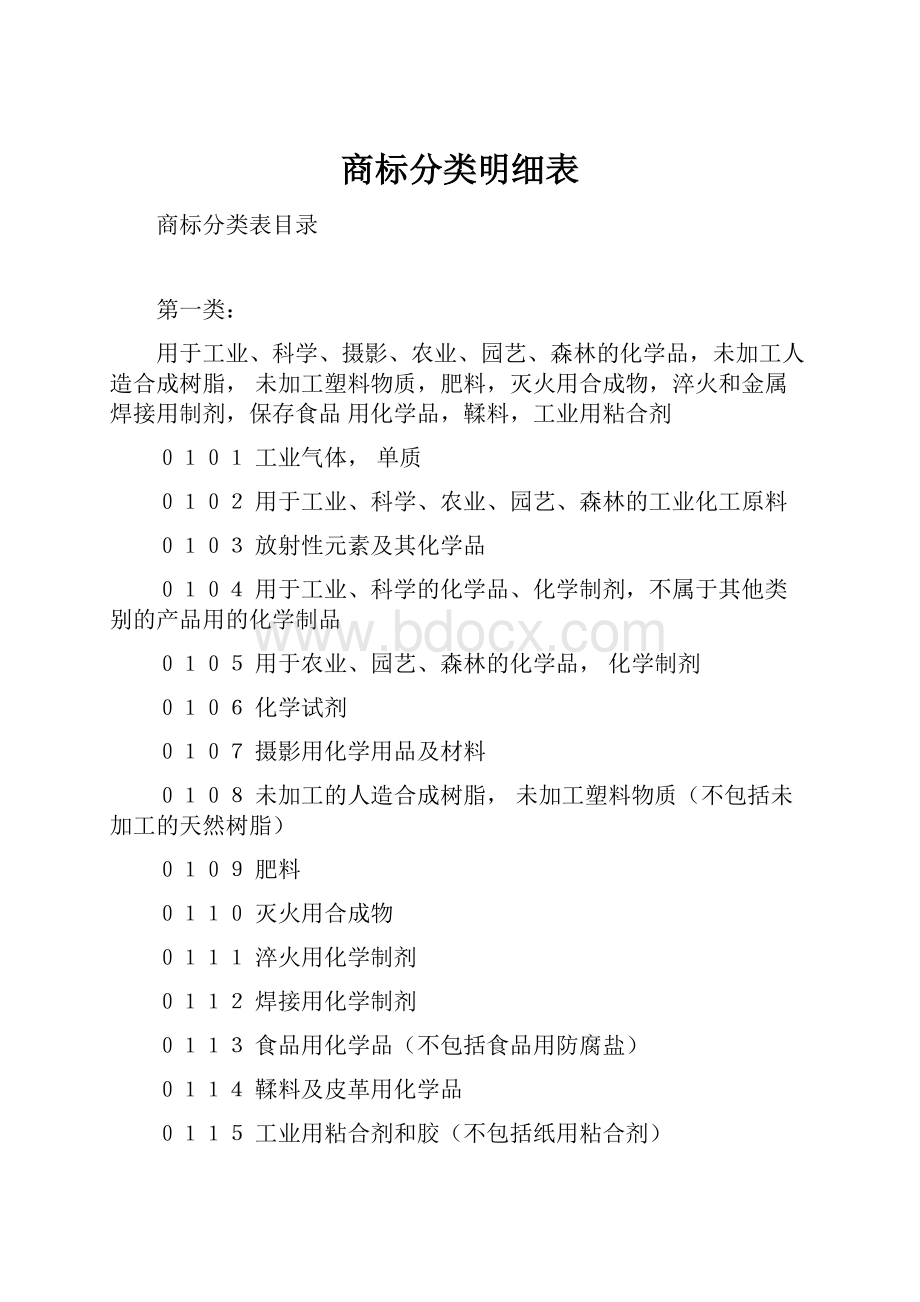 商标分类明细表.docx