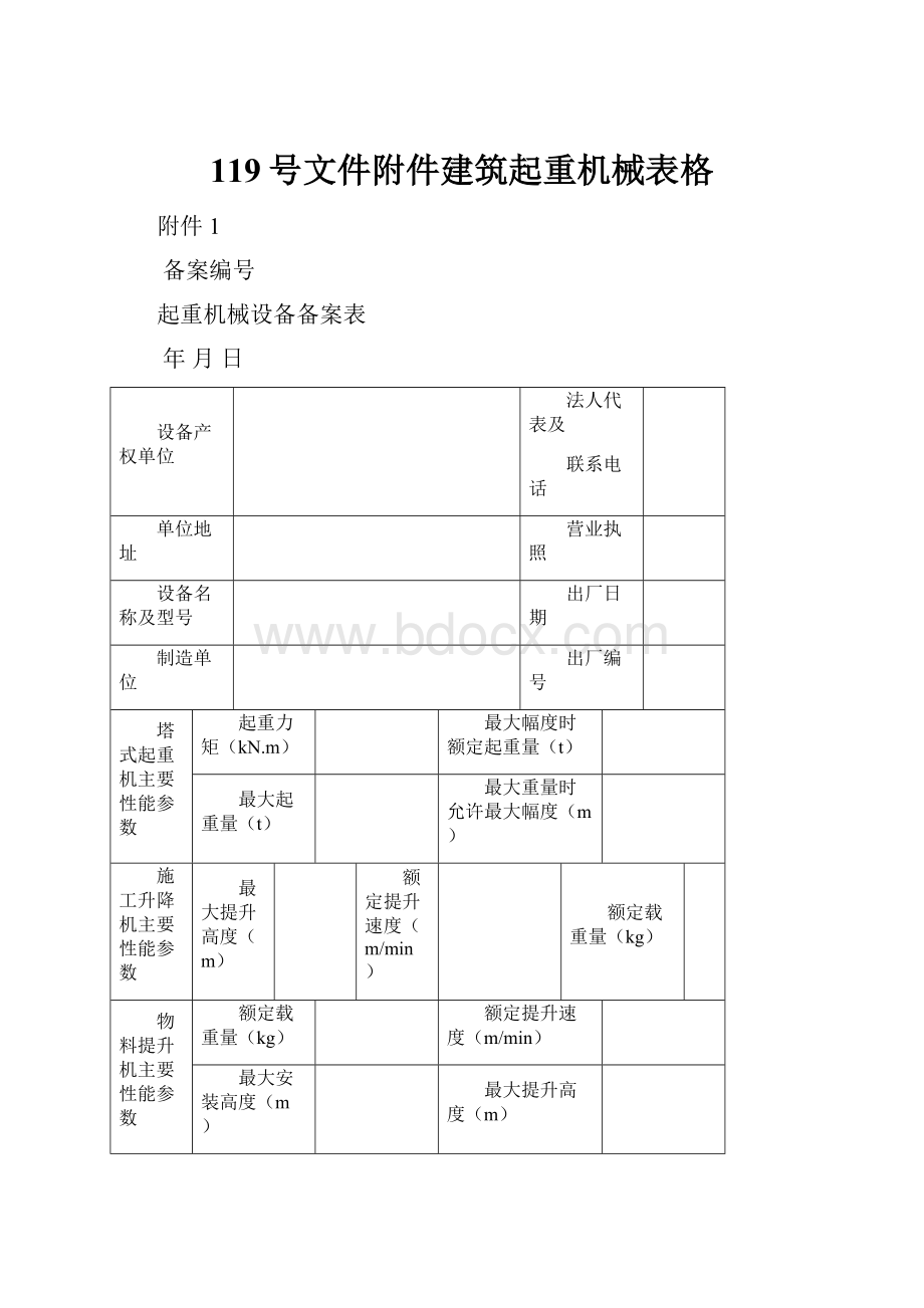 119号文件附件建筑起重机械表格.docx_第1页