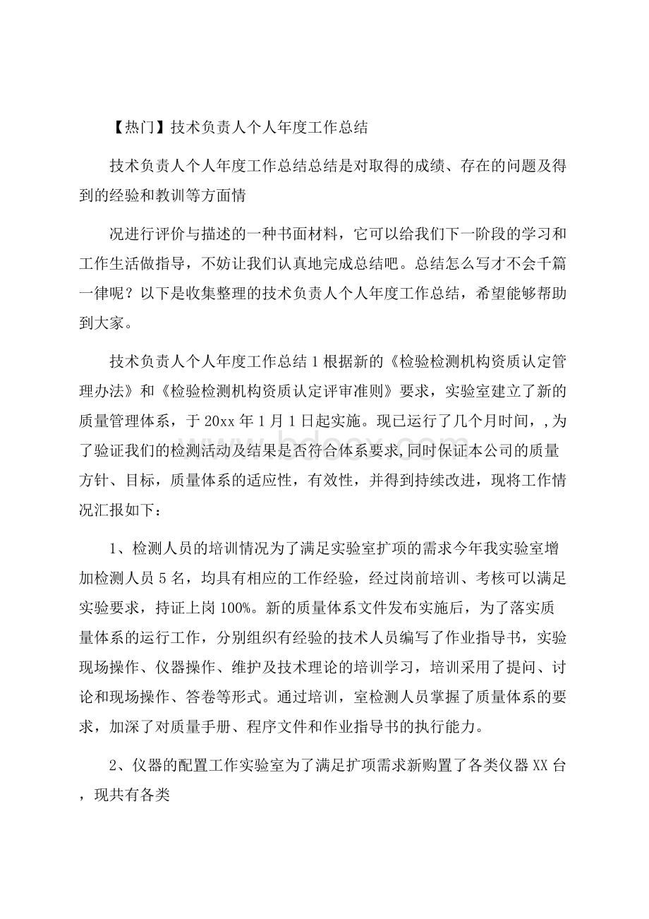 热门技术负责人个人年度工作总结.docx_第1页