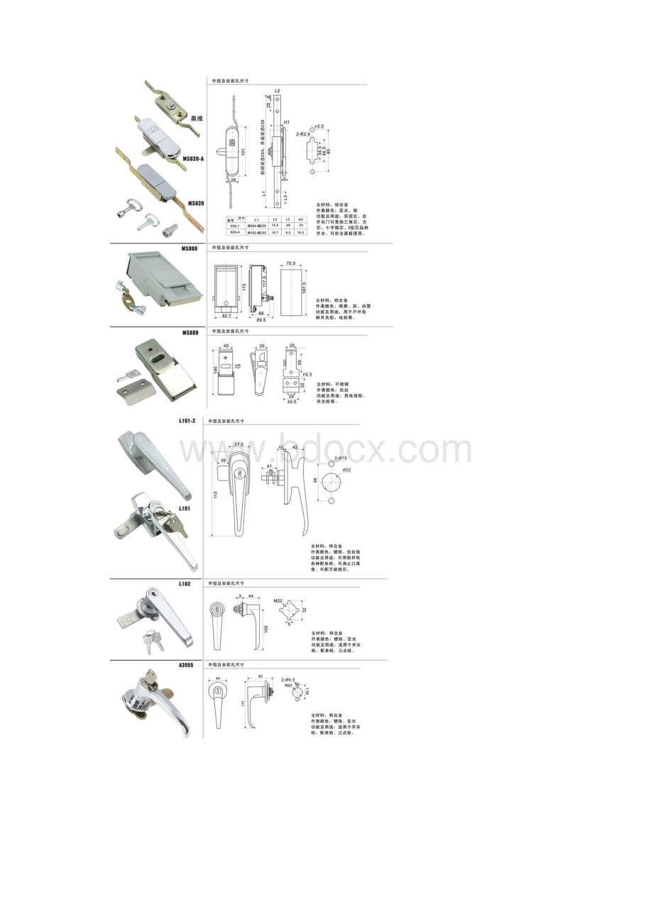 完整word电气柜常用锁具型号及尺寸.docx_第2页