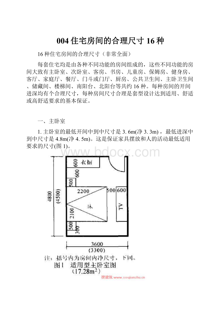 004住宅房间的合理尺寸16种.docx_第1页