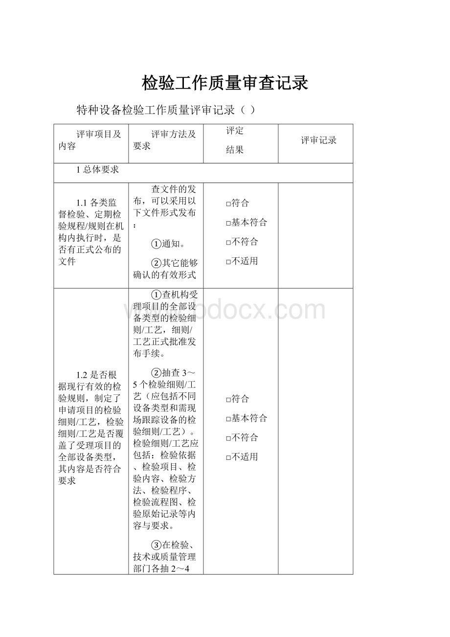 检验工作质量审查记录.docx