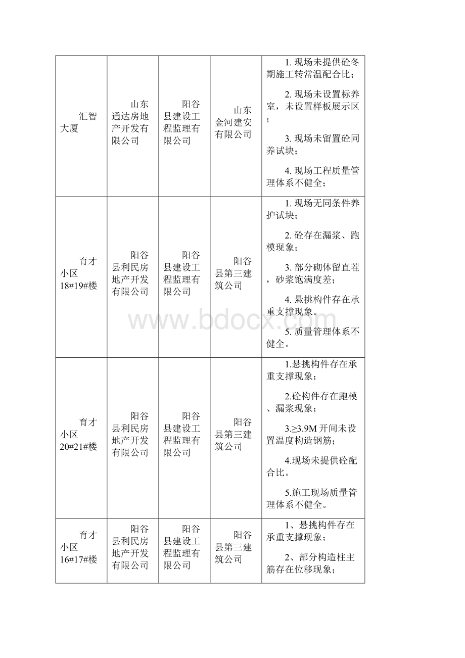 全在建工程春季质量大检查汇总表.docx_第3页