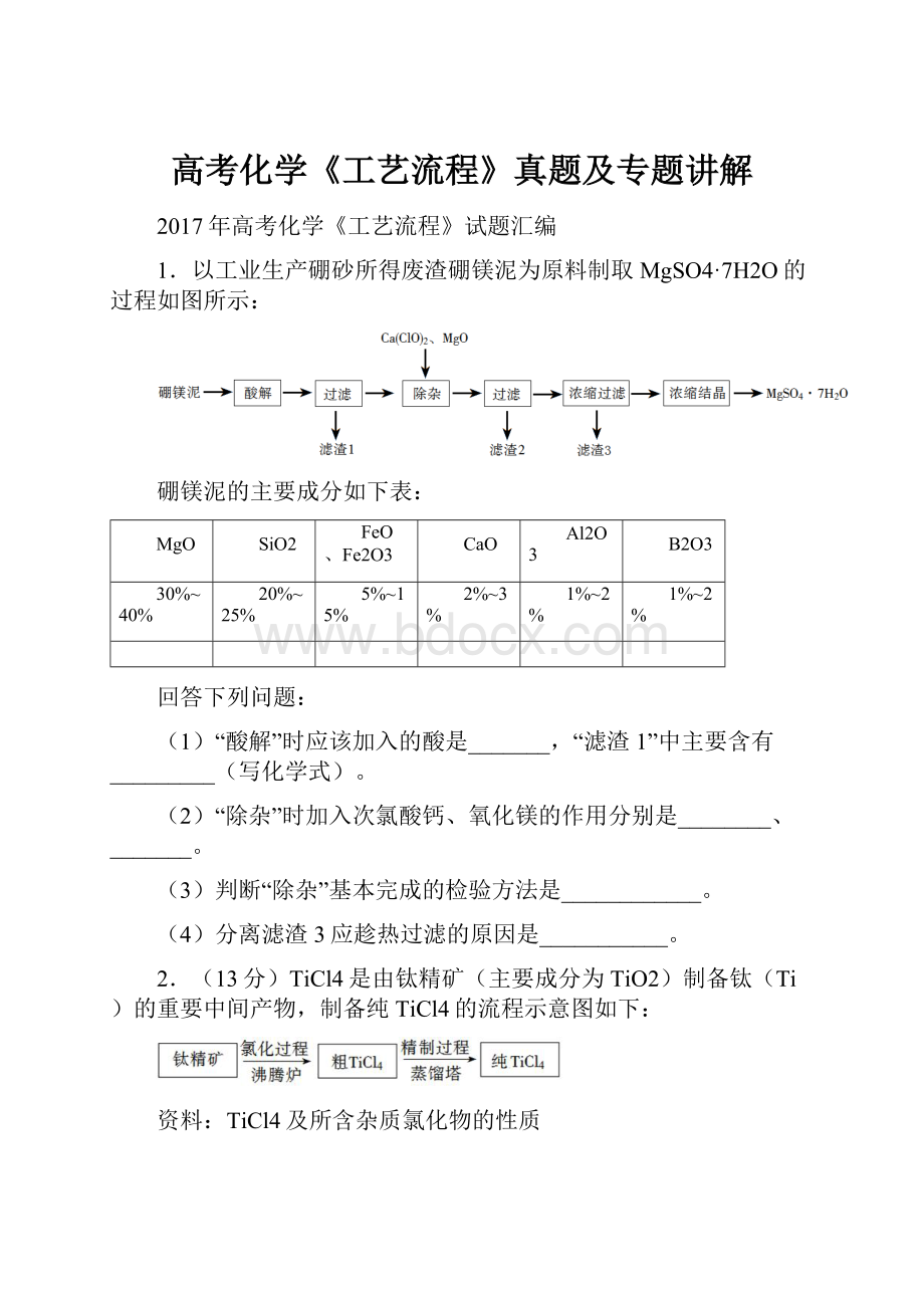 高考化学《工艺流程》真题及专题讲解.docx