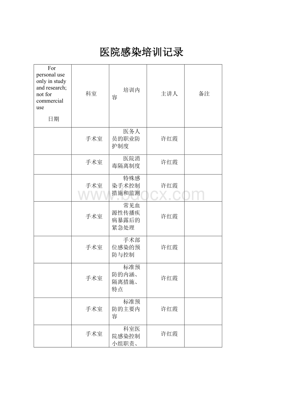 医院感染培训记录.docx_第1页